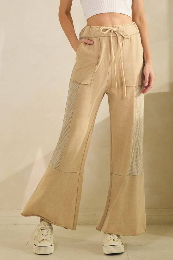 VINTAGE WASHED FLARED PANEL PANTS
