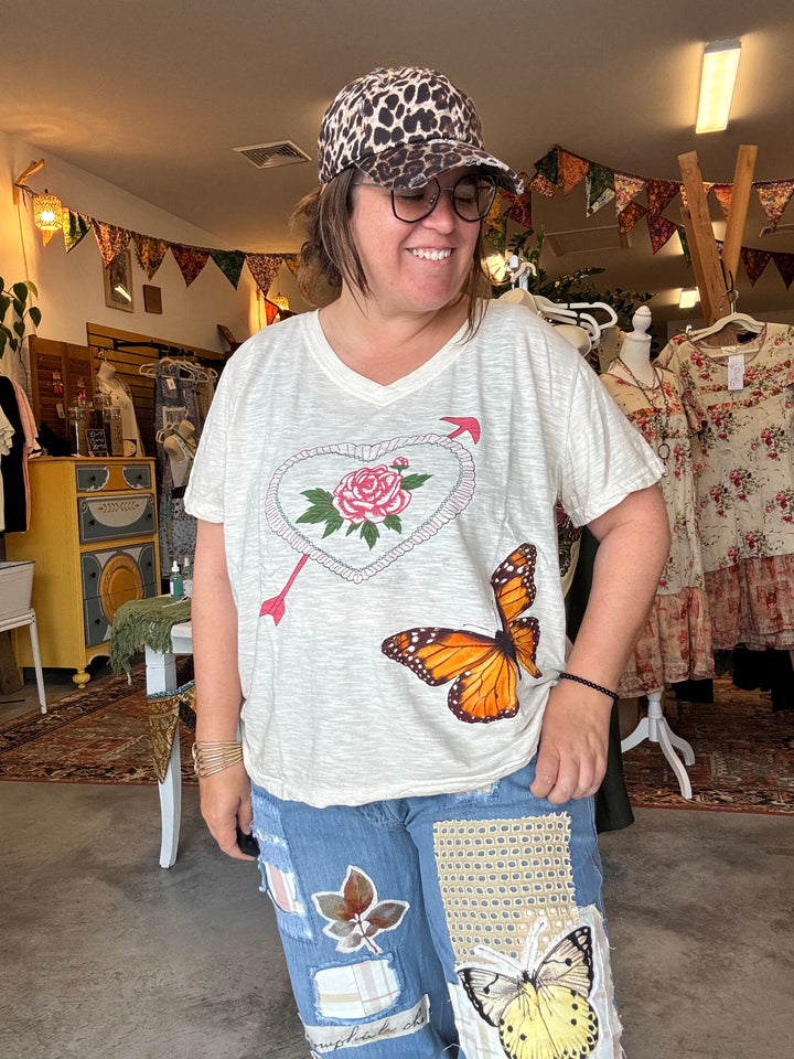 Heart &amp; Butterfly Graphic Tee - Paper Lace
