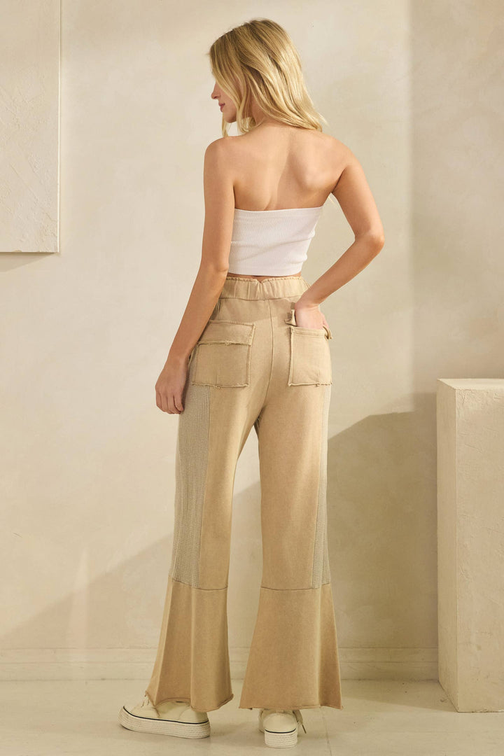VINTAGE WASHED FLARED PANEL PANTS