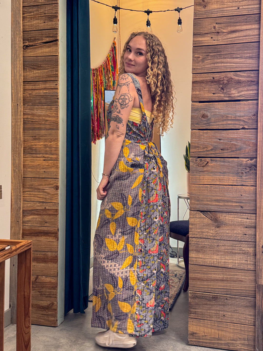 Nature Revealed - Pareo Kantha Crossroad Overalls OOAK
