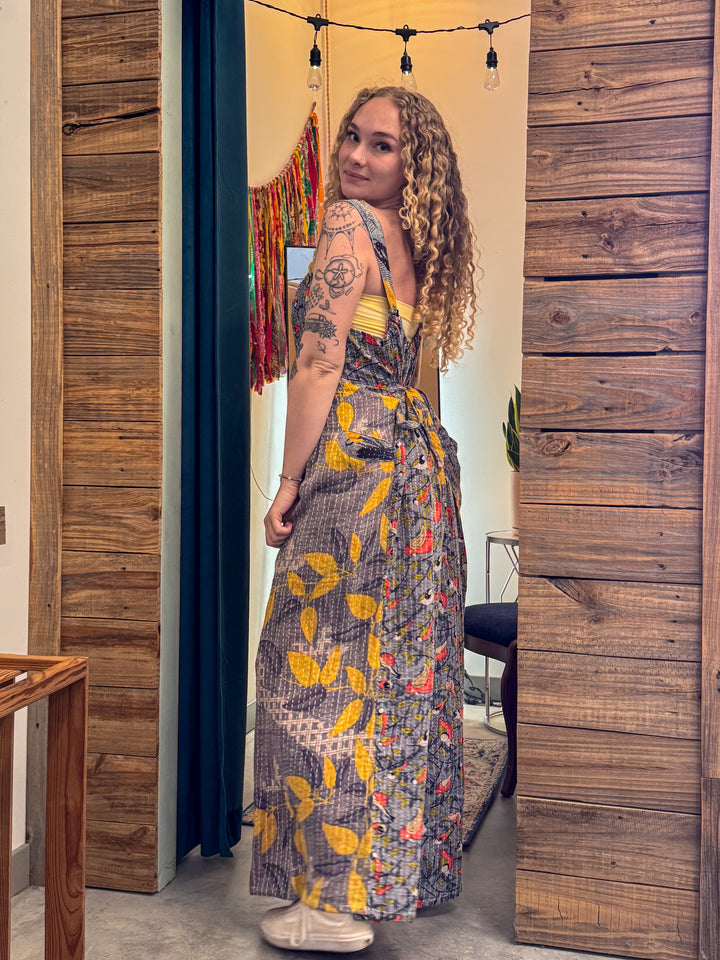 Nature Revealed - Pareo Kantha Crossroad Overalls OOAK