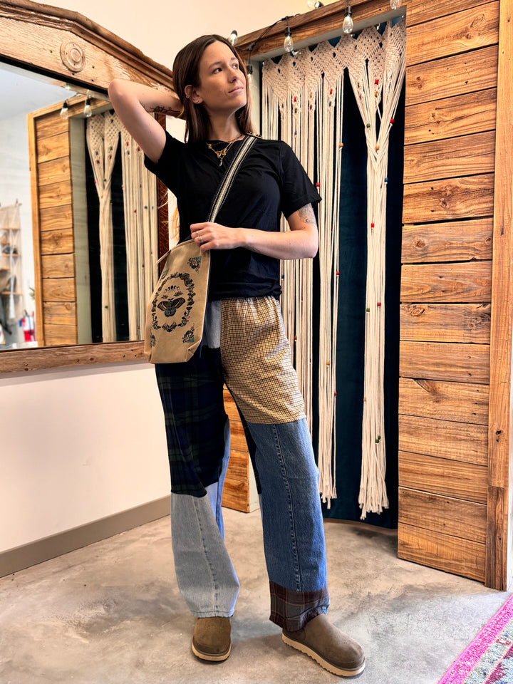 Flannel & Denim Combo Pants - S/M