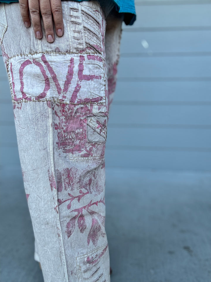 Pink Love Patch Work Pants - Paper Lace