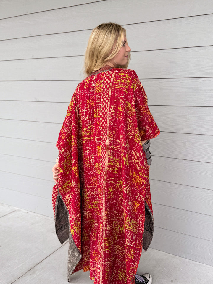 Cool Burn - Kantha Ruana OOAK