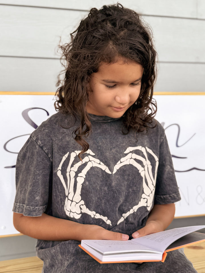 Skeleton Heart Hand Graphic Top