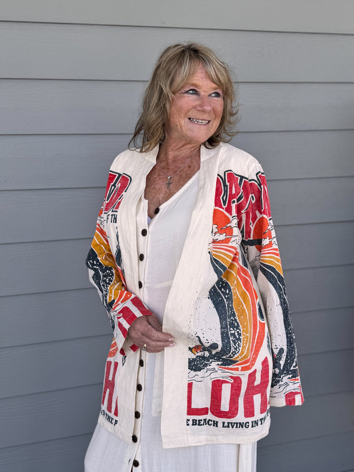 Vintage Sack Cotton Long Cardigan with pockets