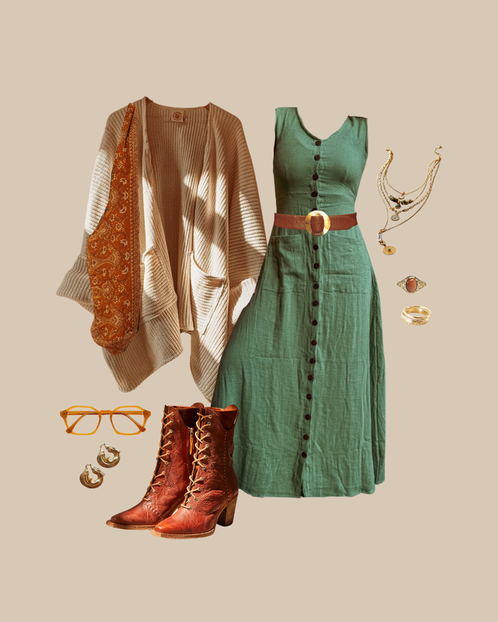 Organic Bamboo Cottage Core Button Down Dress