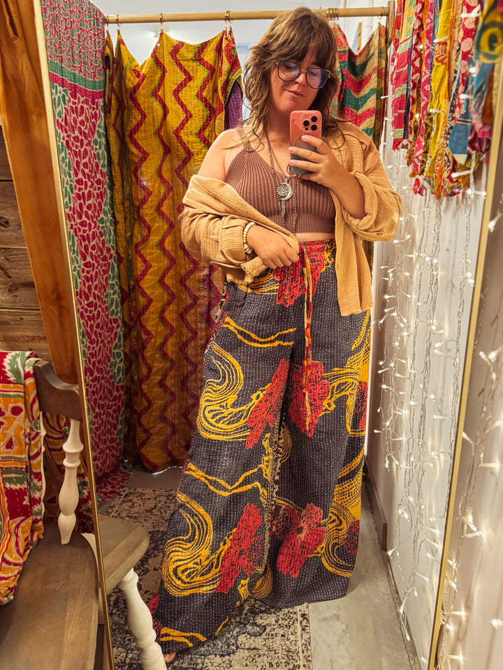 Life and Spirit - Kantha Palazzo Pants OOAK