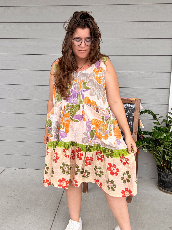 Everyday - Kantha Meadow Mini Dress OOAK