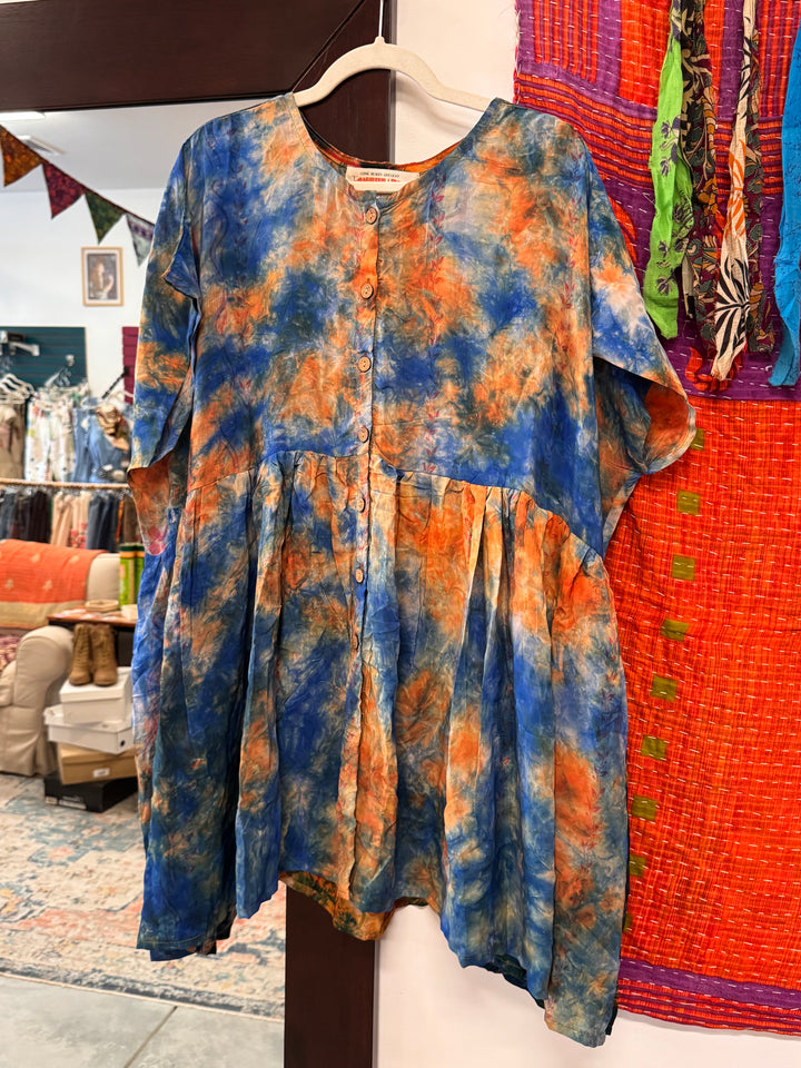 Stardust - Crepe Sari Daydream Button Down Mini Dress OOAK