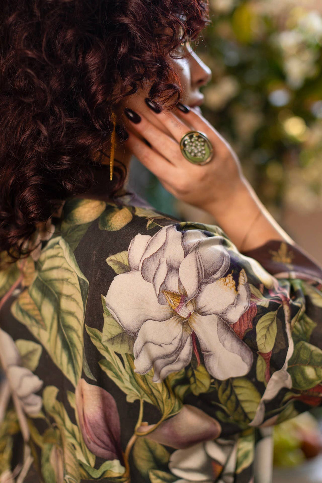 Fleur De Lune Pixie Duster Crop Kimono w/ Florals &amp; Bees