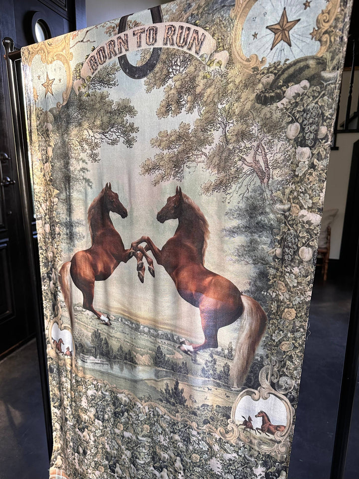 Born To Run Scarf with Wild Horse & Floral Print