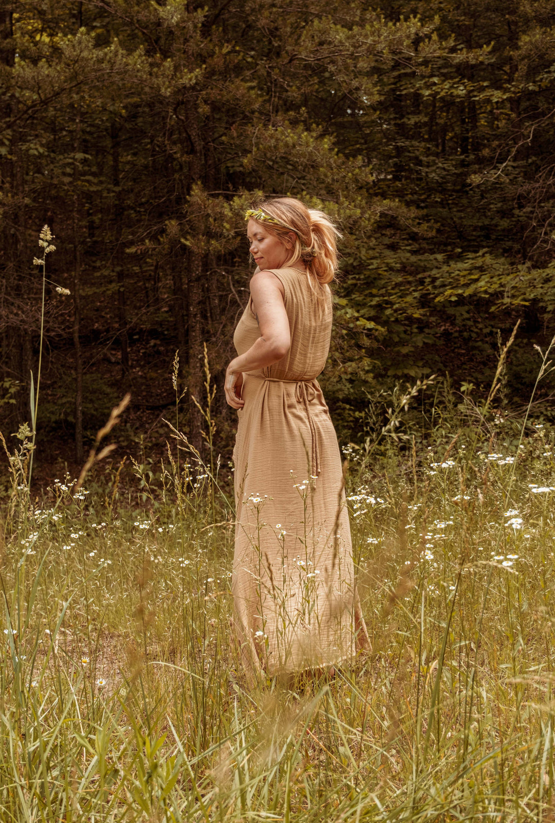 Organic Bamboo Cottage Core Button Down Dress