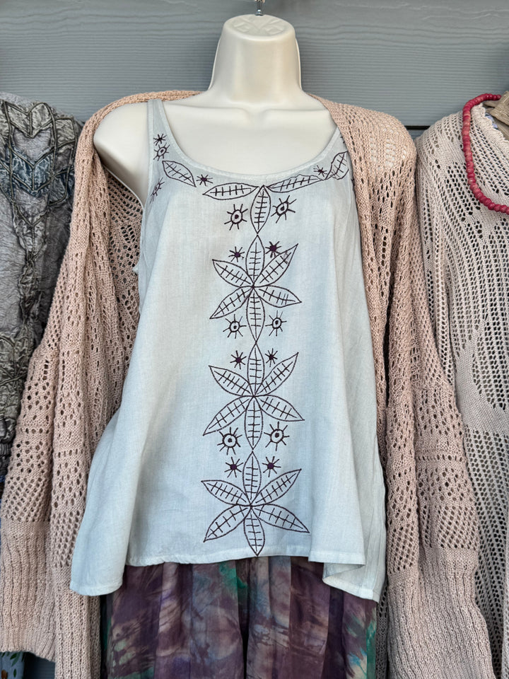 Embroidered Cotton Tank