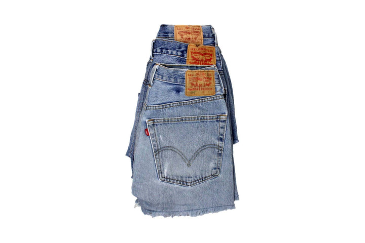 Mid-Rise Upcycled Denim Straight-Cut Shorts - Original