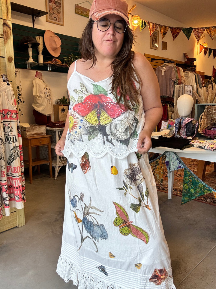 Butterfly and Flower Print Dress