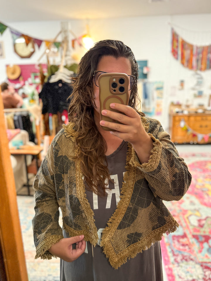 Vintage Print Short Jacket