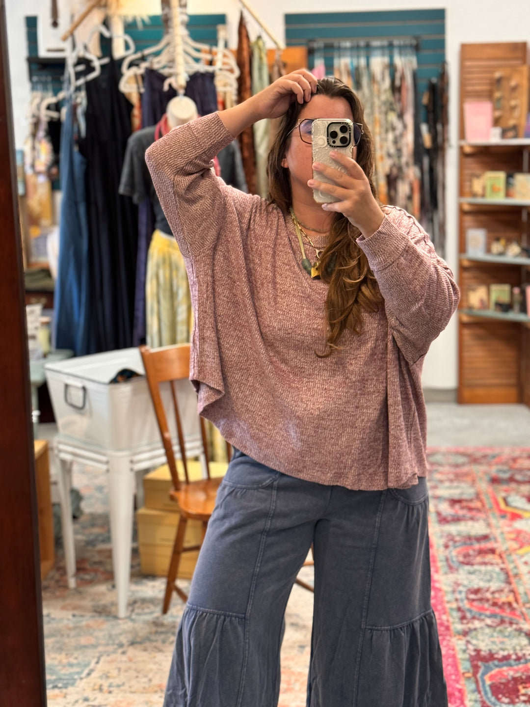 Long Sleeve Two Tone Solid Top
