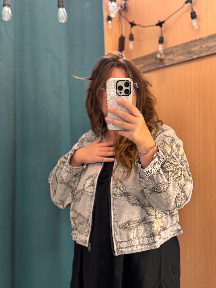 Gray Diamond Patchwork Short Jacket