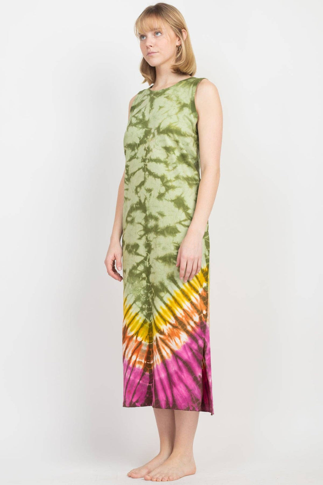 Sage and Raspberry Midi Dress