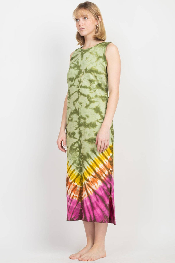 Sage and Raspberry Midi Dress