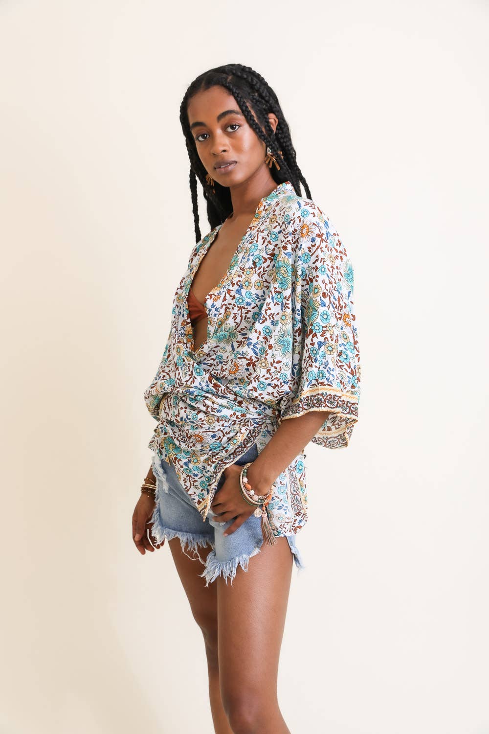 Floral Front Tie Kimono