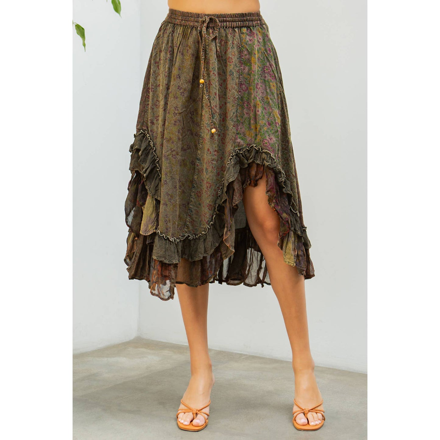 Whimsical Harmony Overdyed Mid-Length Skirt