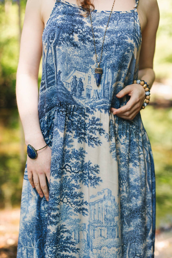 Let The Light In Bohéme Long Bamboo Slip Dress w Delft Print