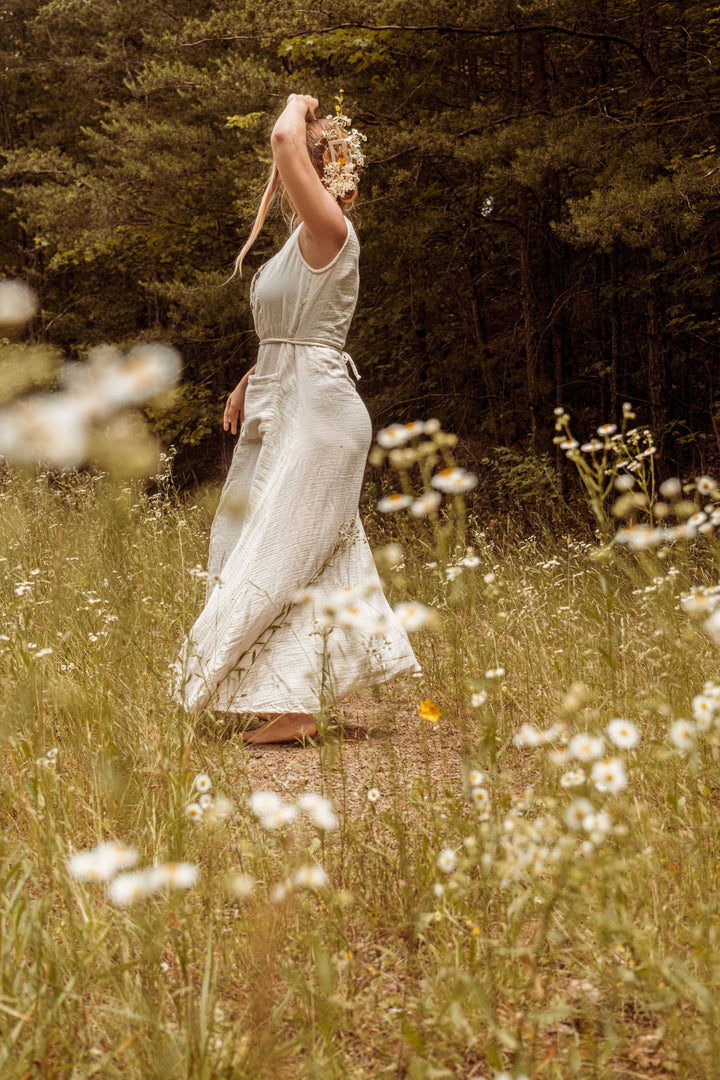 Organic Bamboo Cottage Core Button Down Dress