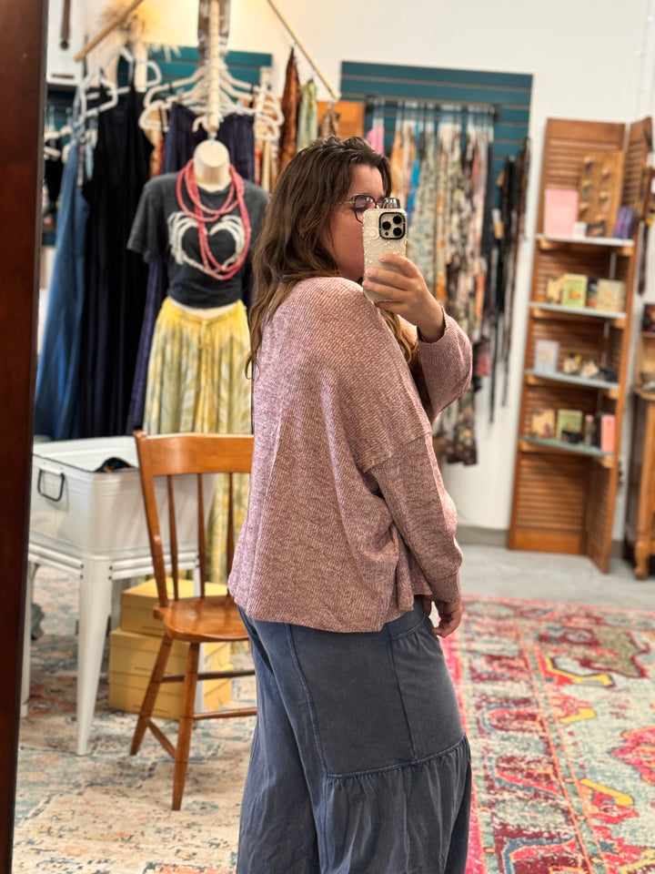 Long Sleeve Two Tone Solid Top
