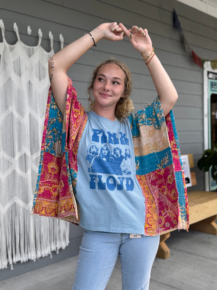 Pink Floyd - Kantha Patchwork Poncho Top OOAK