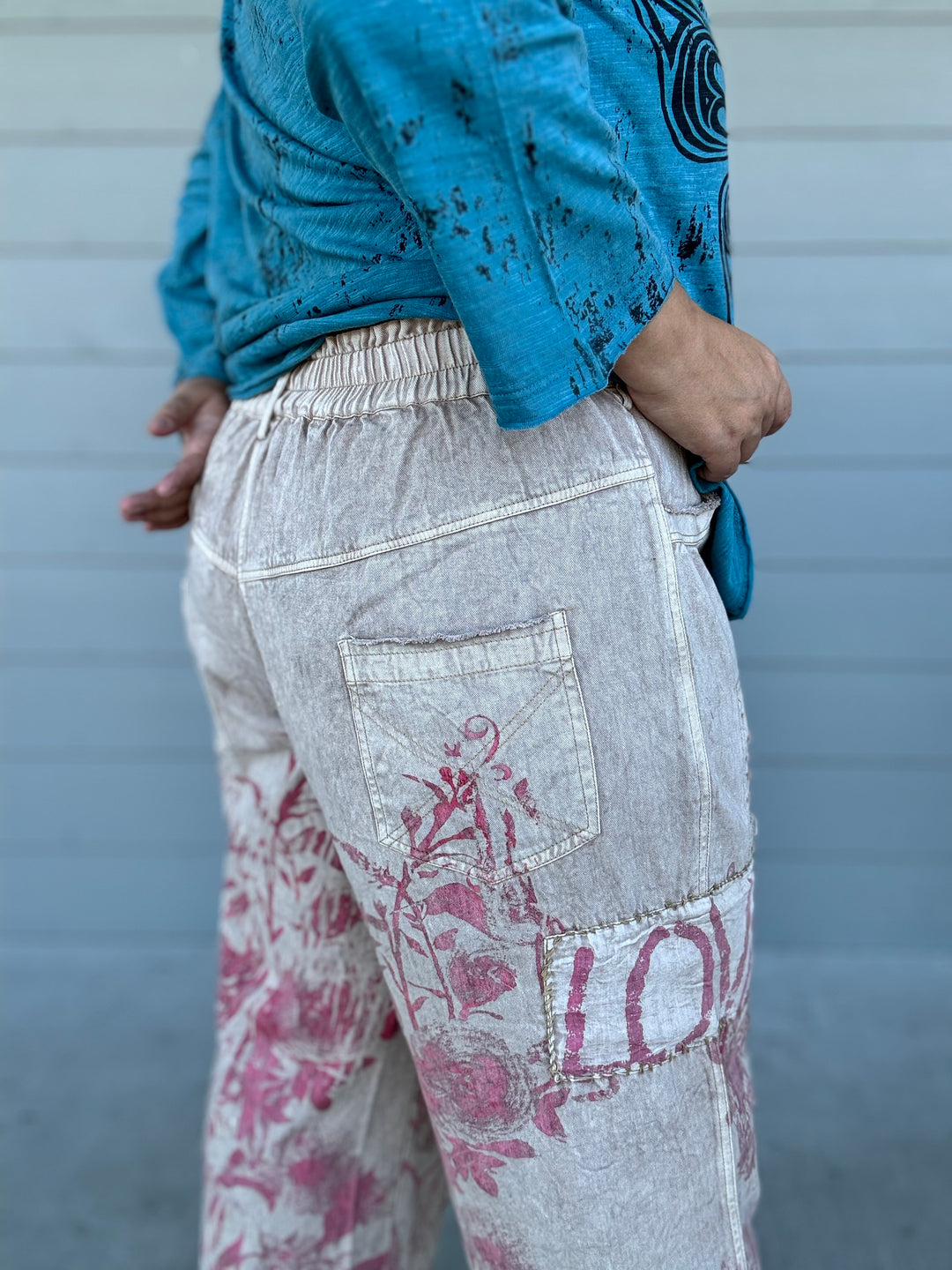 Pink Love Patch Work Pants - Paper Lace