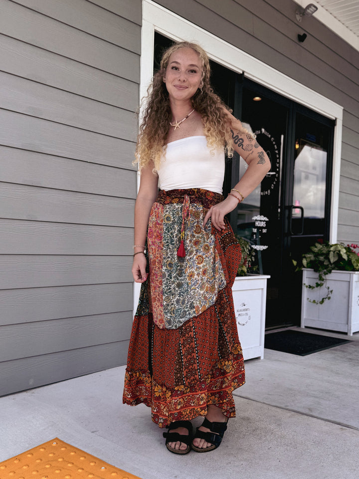 Recycled Silk Patchwork Skirt