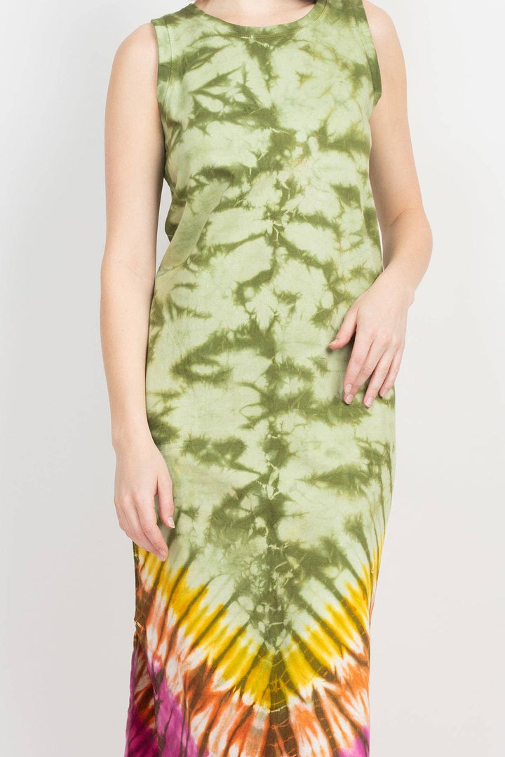 Sage and Raspberry Midi Dress