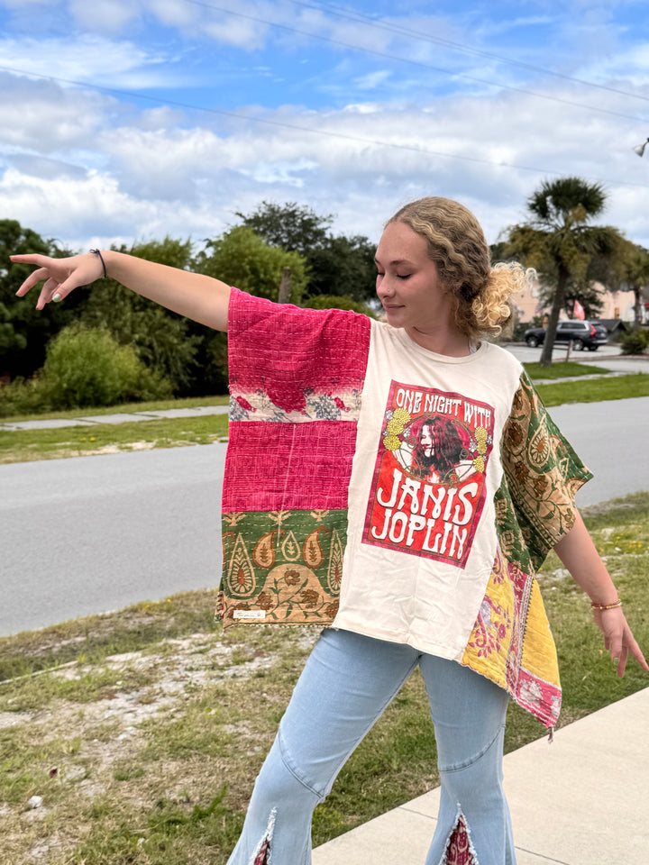 Janis Joplin - Kantha Patchwork Poncho Top OOAK