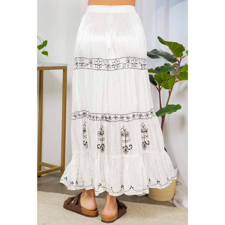 Aari Embroidered Western Women's Silk Maxi Skirt