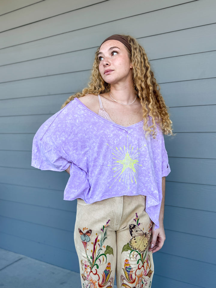 Lilac Dream Crop Tee - Kantha Bae Dream Line