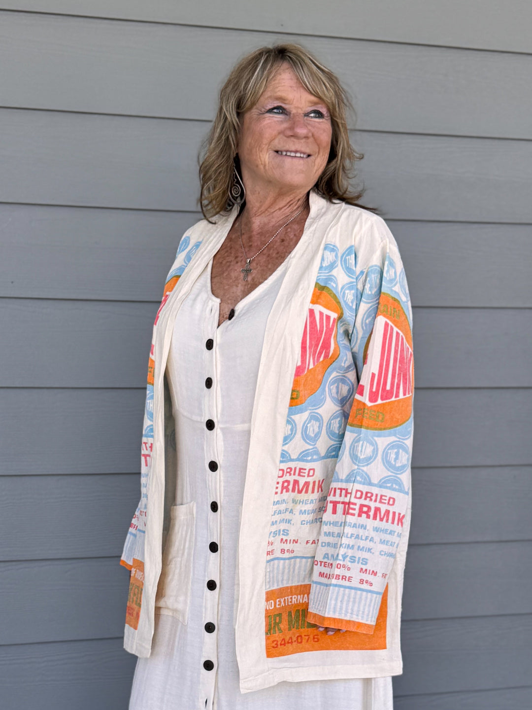Vintage Sack Cotton Long Cardigan with pockets