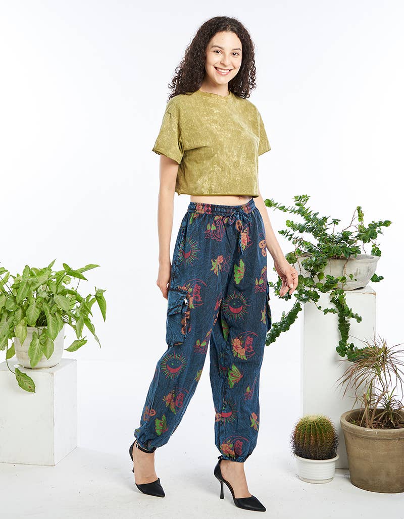 Cotton Jogger Pants with Boho Print