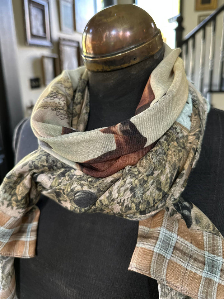 Born To Run Scarf with Wild Horse & Floral Print