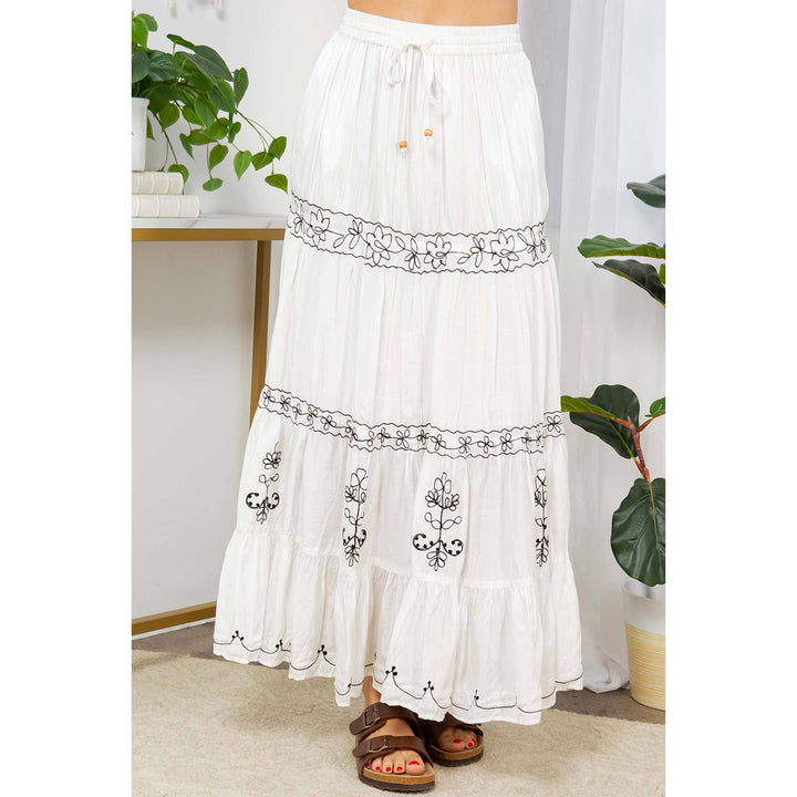 Aari Embroidered Western Women's Silk Maxi Skirt