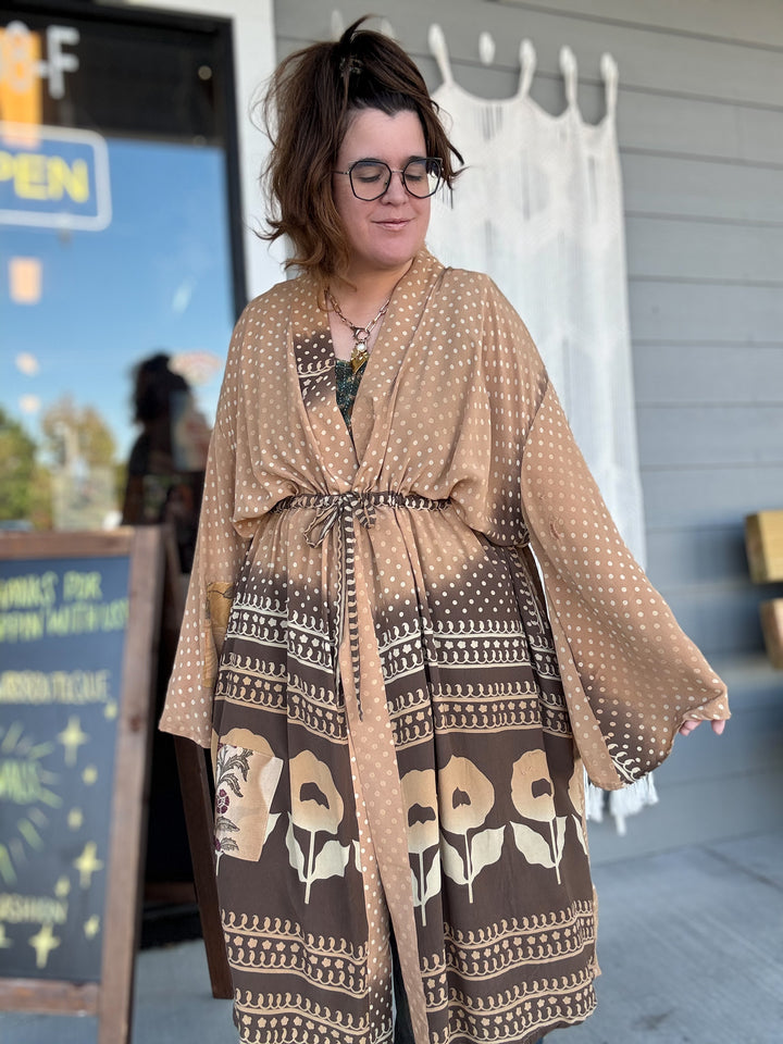 Calm Polka - Silk Dreamweaver Kimono OOAK