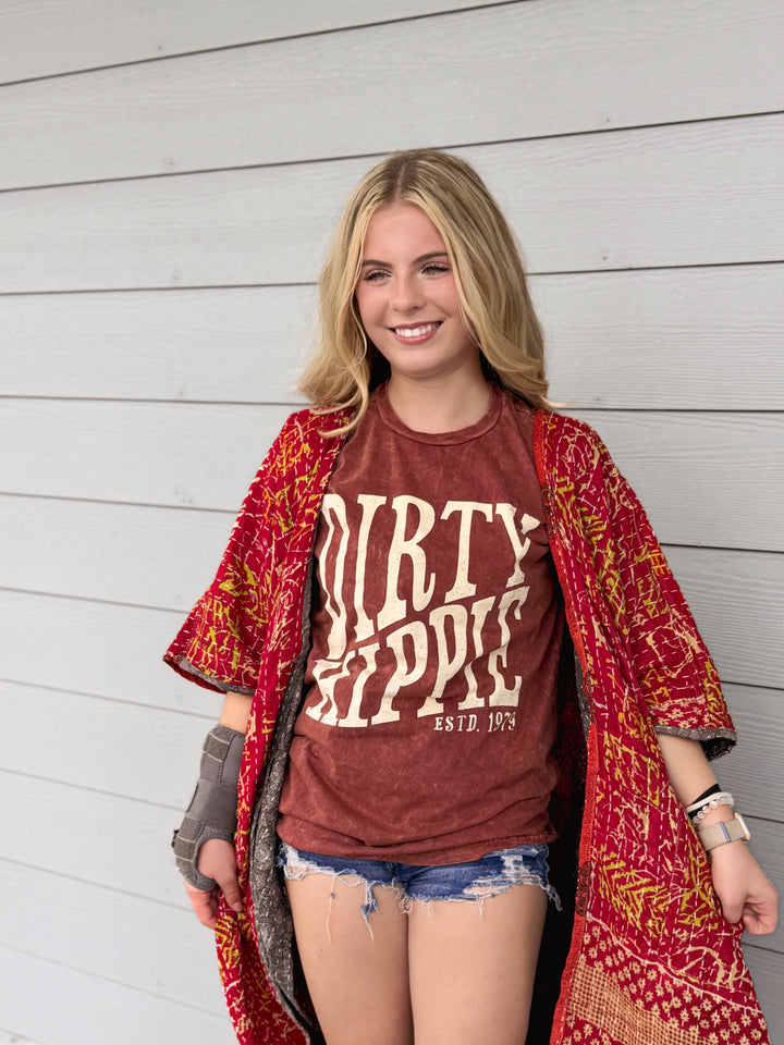 Cool Burn - Kantha Ruana OOAK