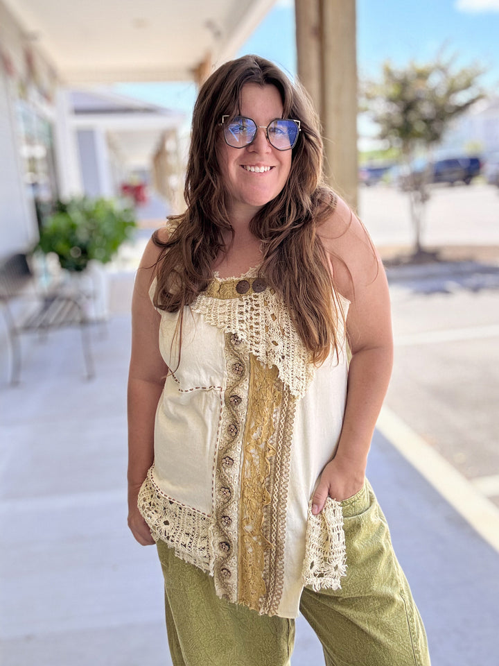 Crochet Vintage Button Cami