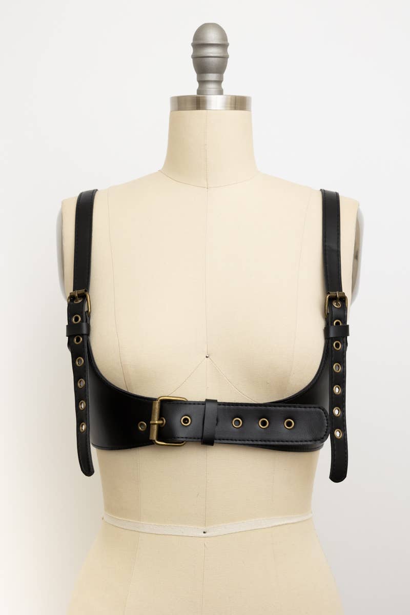 Black Leather Harness Belt