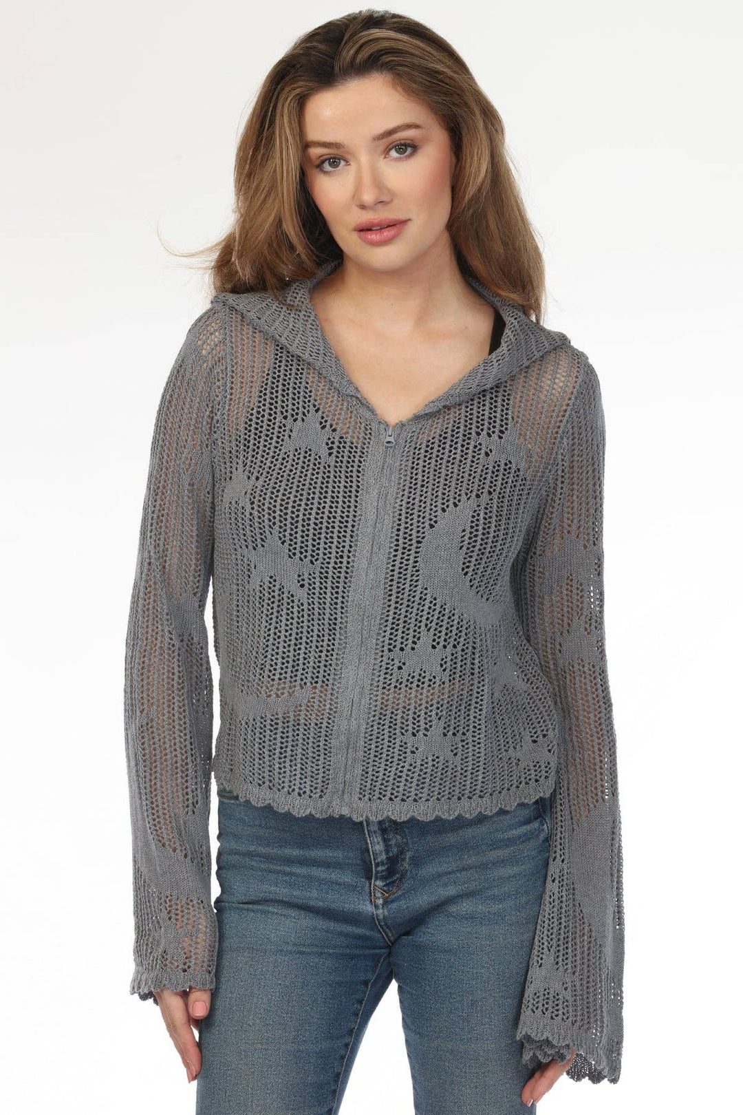 Celestial Lacy Cropped Zip Hoodie