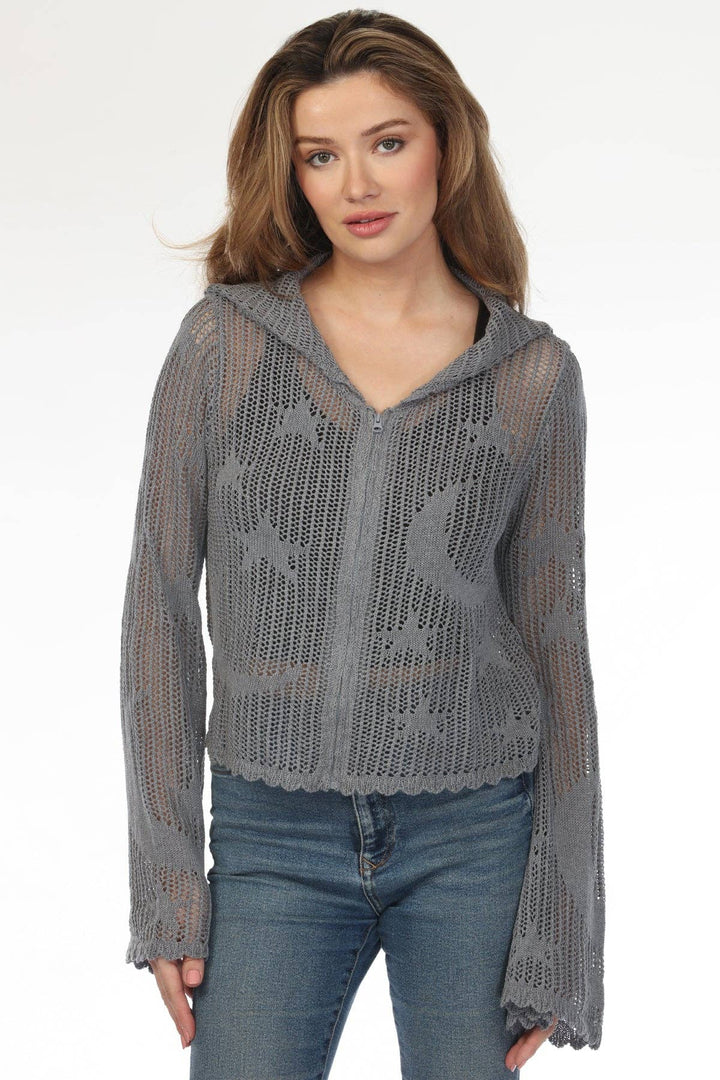 Celestial Lacy Cropped Zip Hoodie