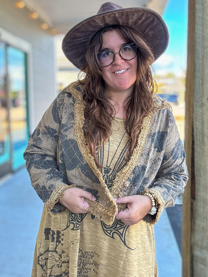 Vintage Print Short Jacket