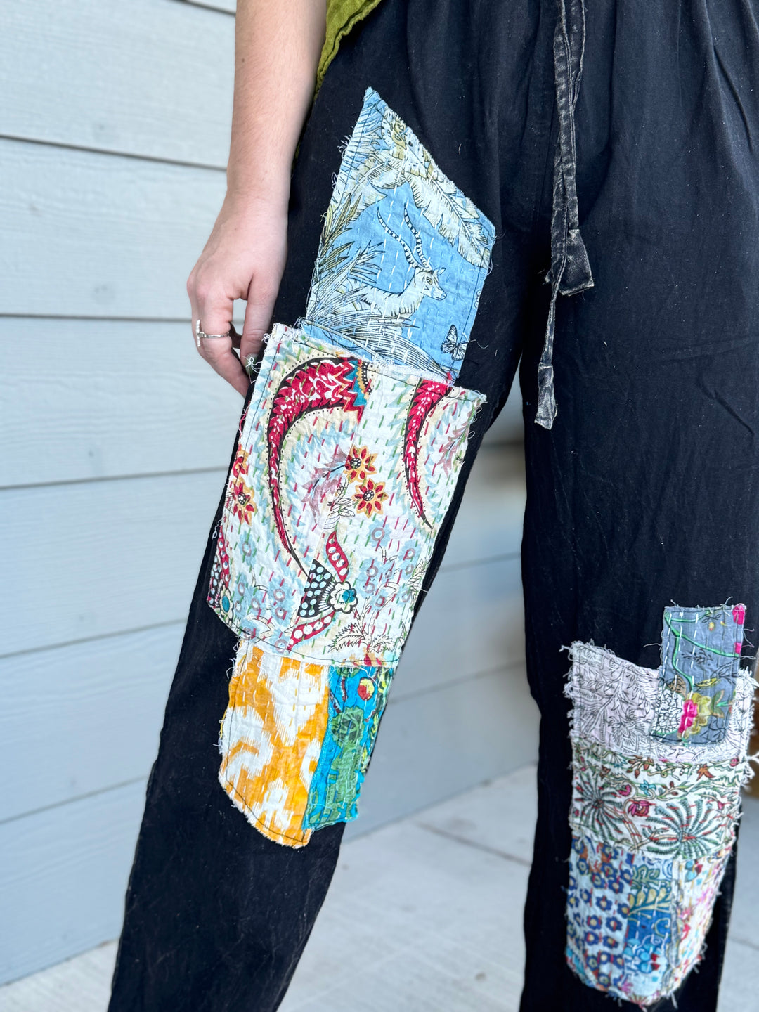 Kantha Patch Drawstring Pants