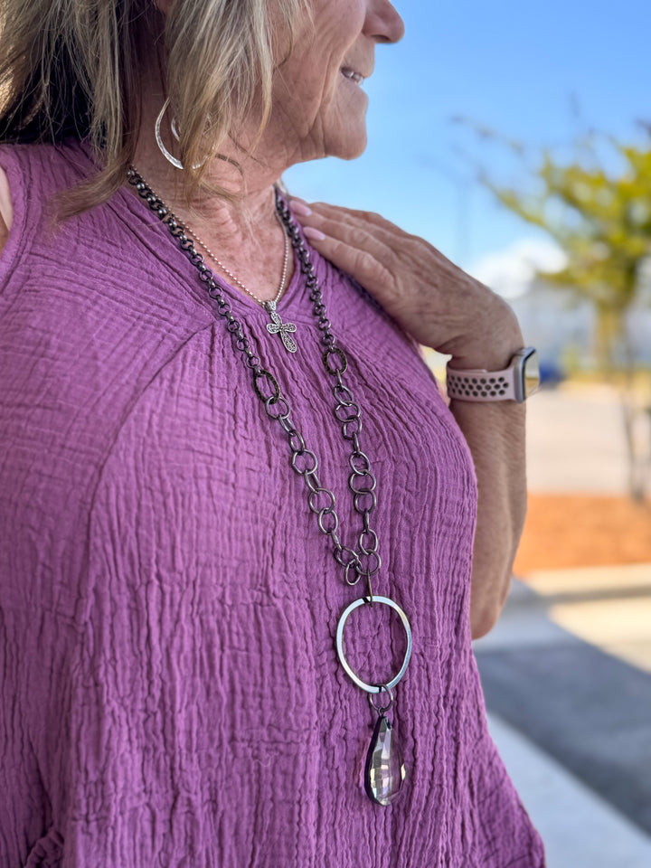 Gorgeous Gunmetal Crystal Necklace